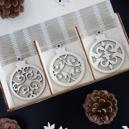 Ornamente din lemn de Crăciun, 1 set-18 bucăți