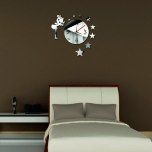 Oglindă cu ceas de perete îngust (ceas pe oglindă de perete) Fairy Amalka 45x45 cm