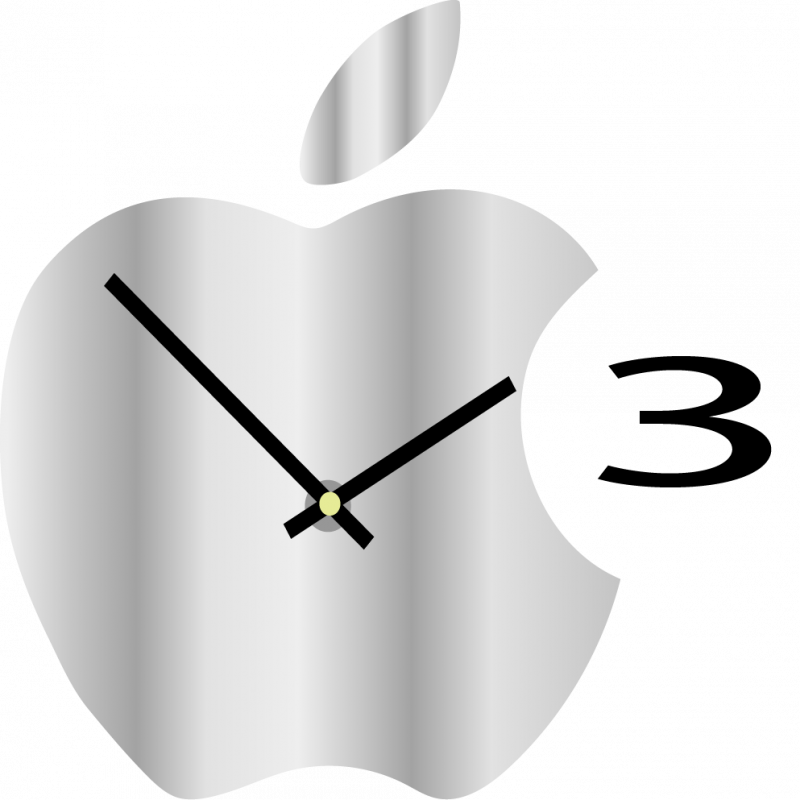 Ceas de perete din plastic în bucătărie APPLE, 35x35 cm