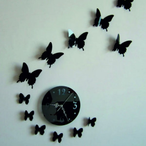 Ceas de perete lipire oglindă fluture LUNA