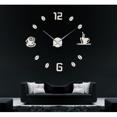Ceas de perete mare adeziv COFFE PLEXI