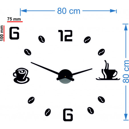 Ceas de perete mare adeziv COFFE PLEXI