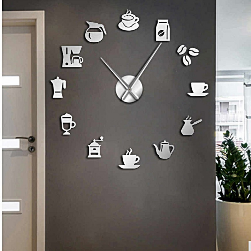 Ceas de perete oglindă obligatorie Modern ceas de cafea cafea ZRNO