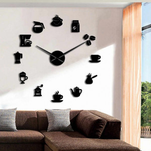 Ceas de perete oglindă obligatorie Modern ceas de cafea cafea ZRNO 2