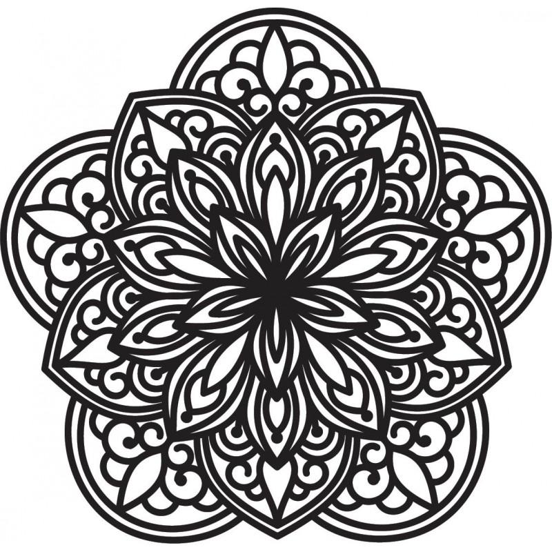 Imagine de perete din placaj de lemn cu mandala sculptată în flori