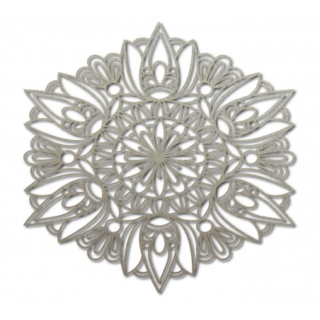 Mandala sculptată în lemn pictată pe placaj cu trandafir de perete Mandala sculptată în lemn pictată pe placaj cu trandafir de perete