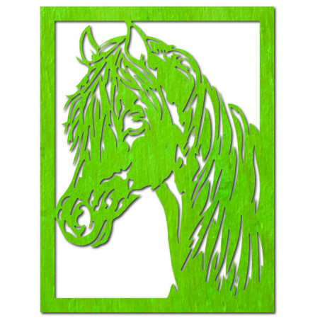 Pictură murală din placaj de lemn sculptat, cap de cal