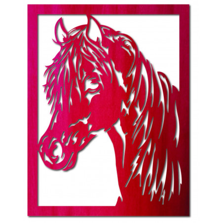 Pictură murală din placaj de lemn sculptat, cap de cal