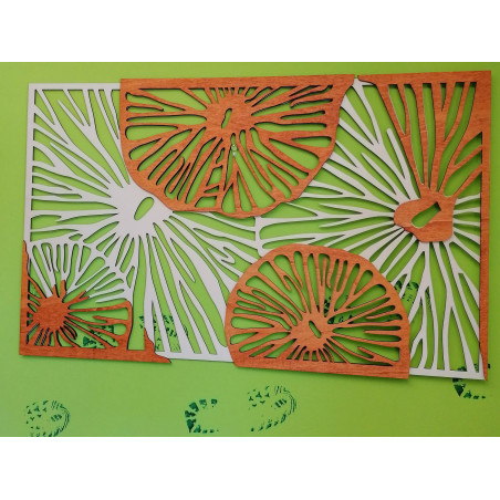 Imagine sculptată pe peretele din placaj de lemn portocaliu efect 3D KODJAK