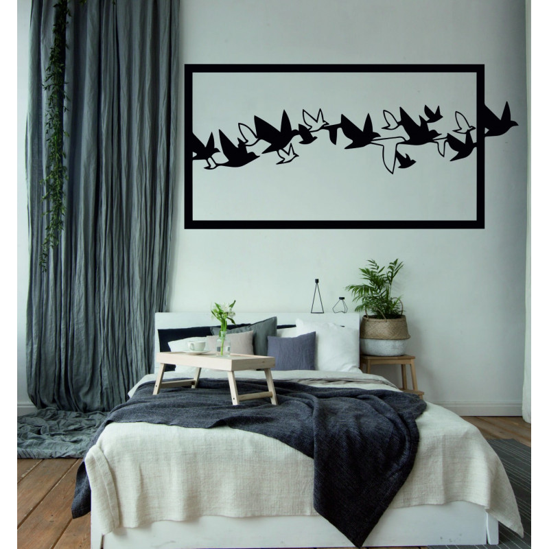 O imagine atrăgătoare pe peretele de BIRDS sculptată din păsări de placaj din lemn SKY