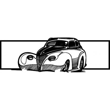 Mașină stilizată retro din lemn - pictură decorativă murală - SAMUEL