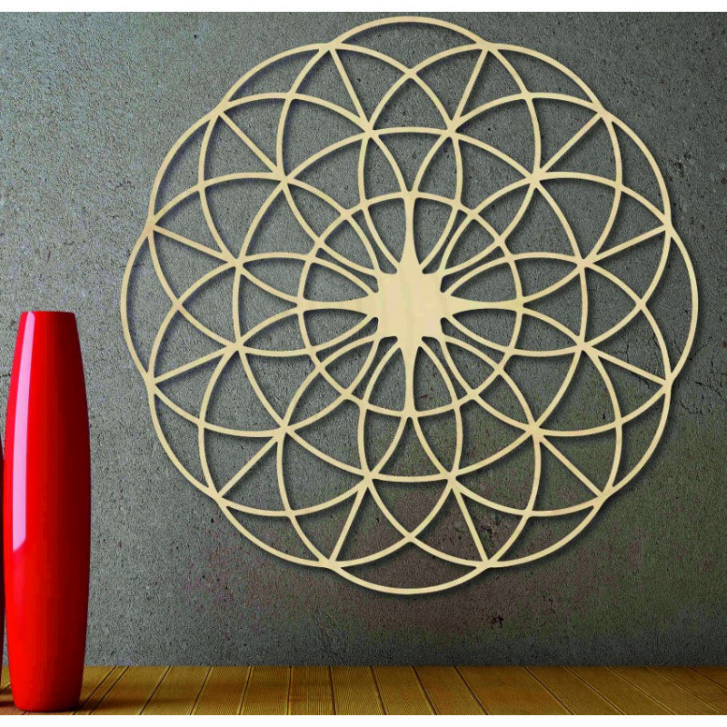 Mandala magică din lemn pe perete - Cercuri I diametru FI 50, 60, 70, 80, 90 cm
